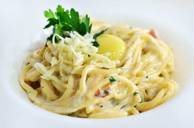 Итальянская кухня: спагетти Карбонара с грибами
