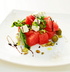 Салат из арбуза с сыром Фета, семечками тыквы, оливками, базиликом